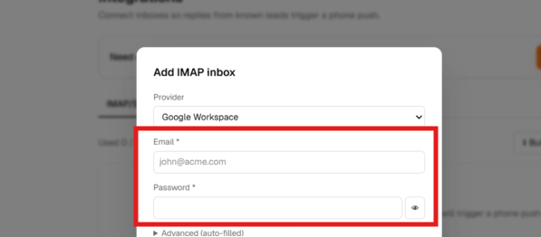email and pw credentials
