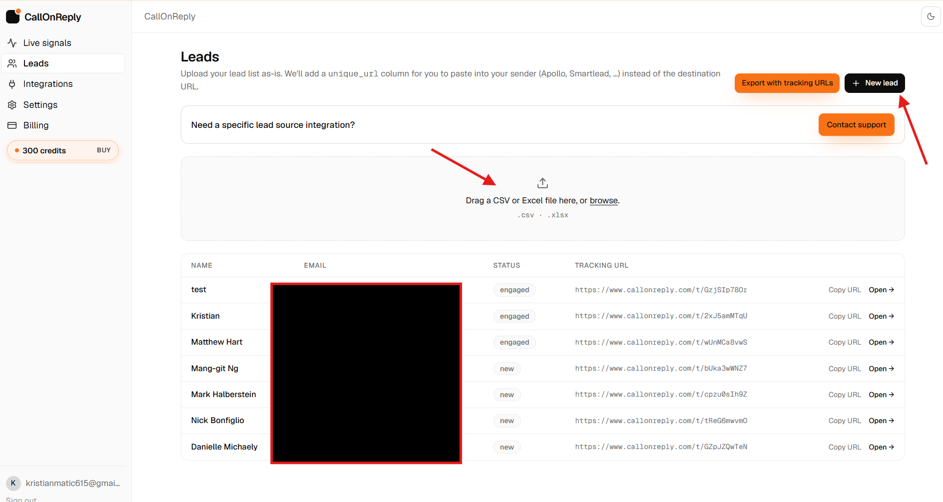 upload leads page